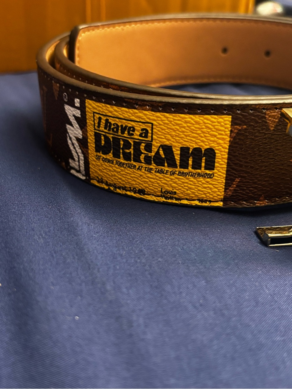 Brand New (I have a Dream ) Brown Monogram Belt with Yellow Patch and LV Buckle - Picture 5 of 7
